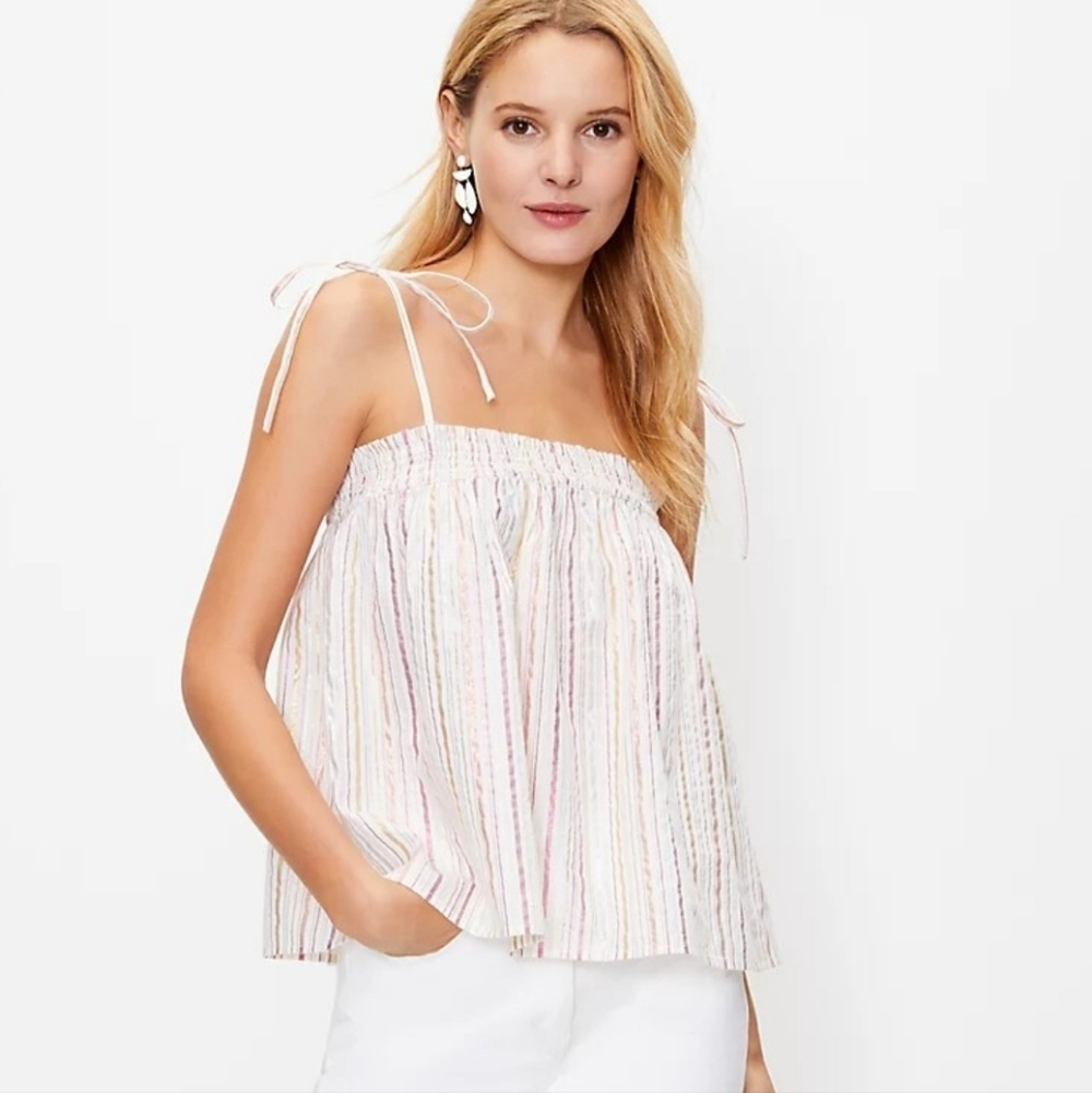 Women's Loft Striped Tie Strap Tank Top Sz Small NWT
